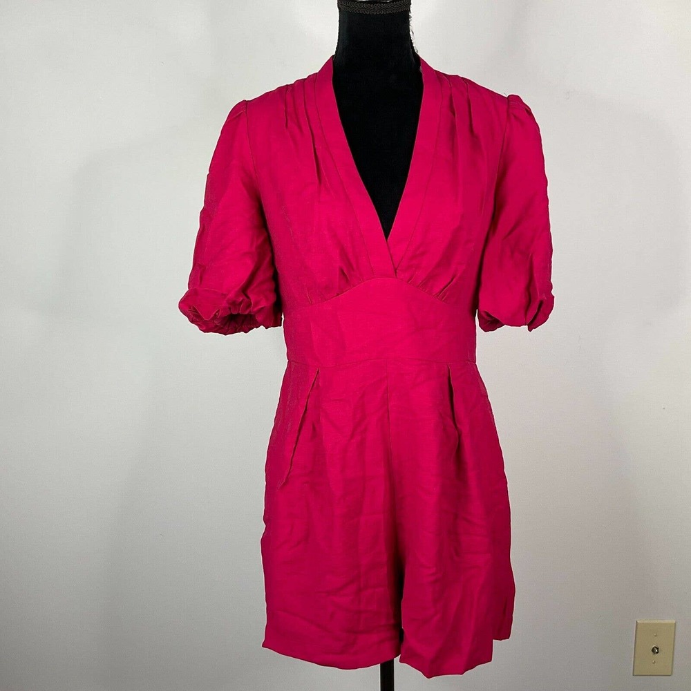 Sheike Pippa Playsuit Romper Raspberry Burgundy Size 12 V Neck